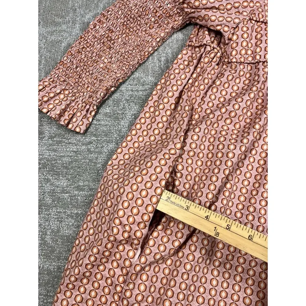 Free People Mini Dress Red Star Dip Smocked Allover Print Loose A Line Large